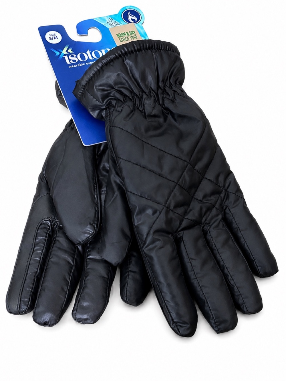 NWT Isotoner SleekHeat Packable Thermal Winter Gloves Black S/M